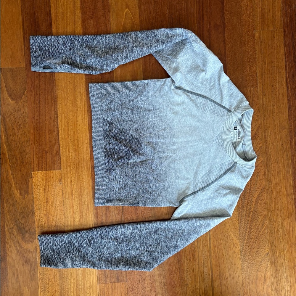 Grey Gradient Long Sleeve Workout Top